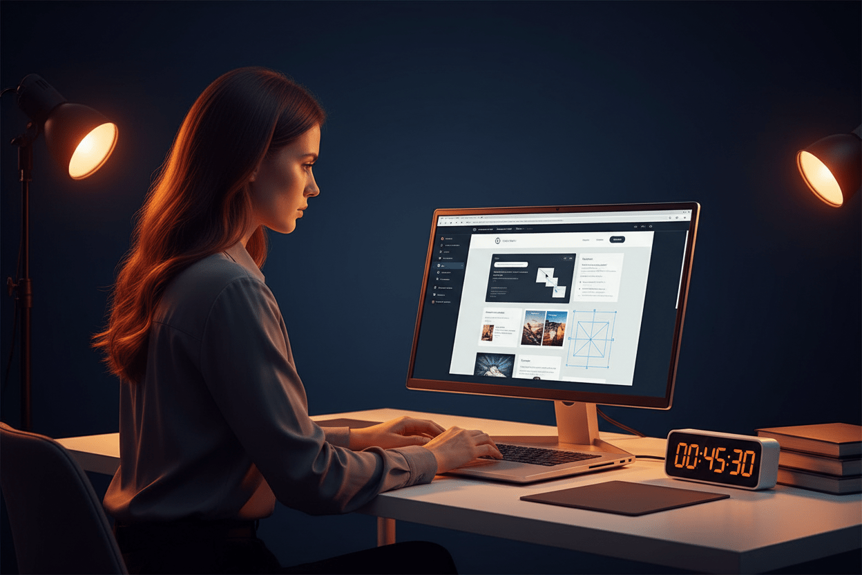 Additional Content Updates service by DD Network — designer making website content changes on a laptop with a timer visible