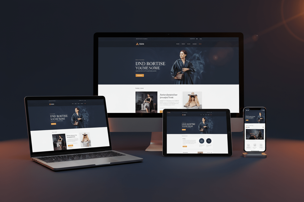 Premium Website design package by DD Network — full multi-device mockup showing a world-class website