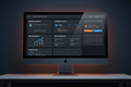 Premium Website Care Plan by DD Network — monitor showing advanced website management dashboard with SEO, e-commerce and strategy call features