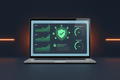 Monthly Maintenance plan by DD Network — laptop showing a website health dashboard with uptime and performance metrics